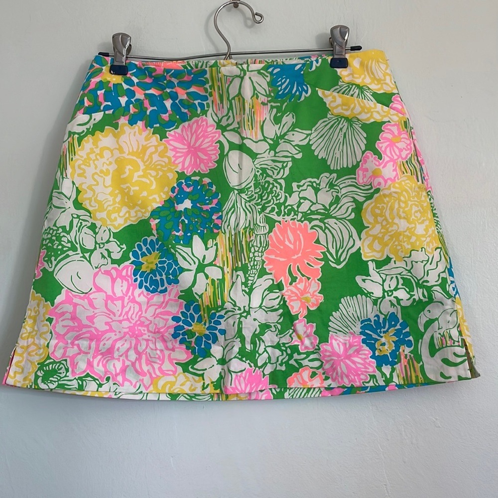 Lilly Pulitzer Green Pink Mini Skirt Resort Wear